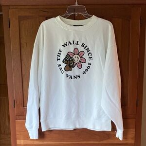 Vans White Crewneck Sweater with Graphic Design